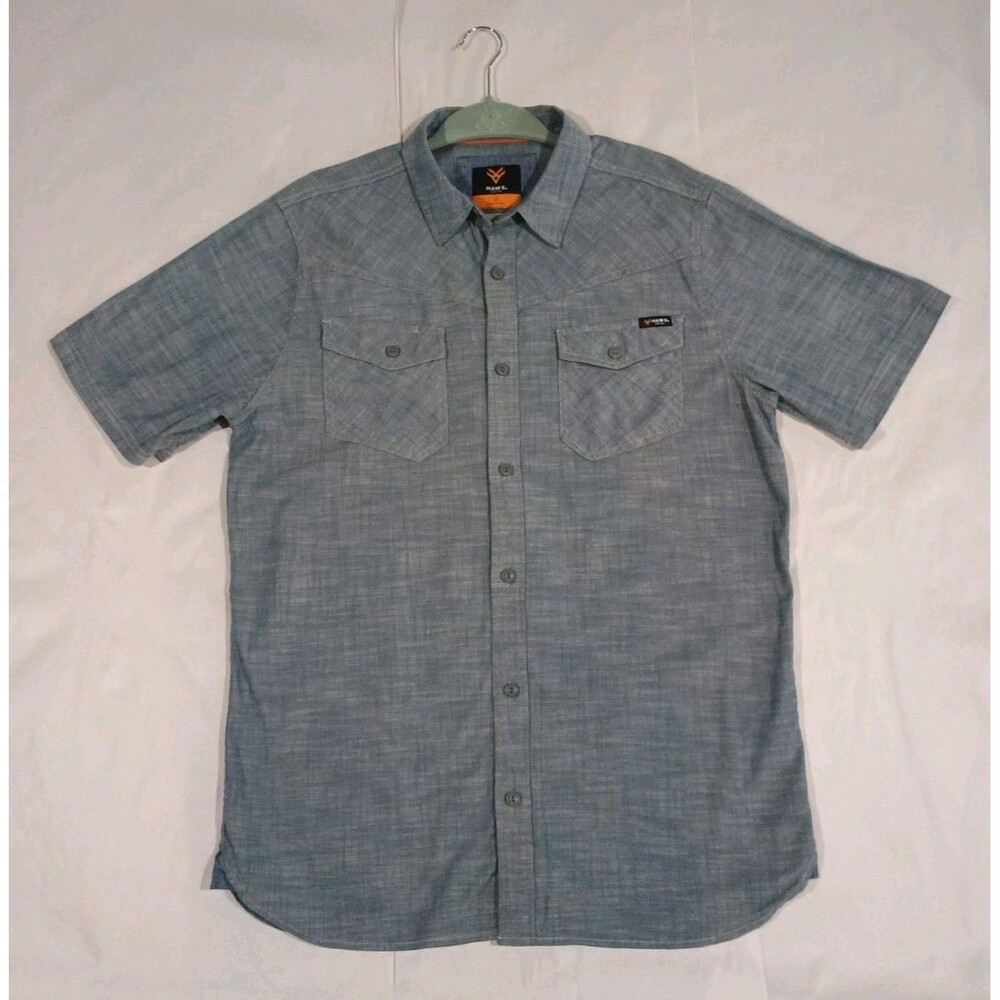 Hawx Men's Short Sleeve Chambray Stretch Work Shirt L/Tall - Great Condition
